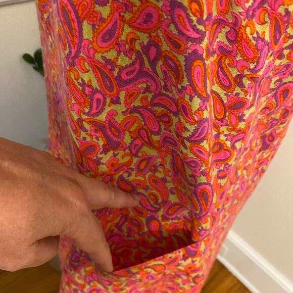VINTAGE tank shift dress in HAWAII handsewn 70's paisley pink orange purple XL - Picture 8 of 10